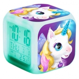 RELOJ DESPERTADOR UNICORNIO CAMBIA COLOR