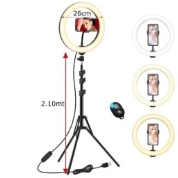 SET ARO DE LUZ RGB 26CM CON TRIPODE 2.1M