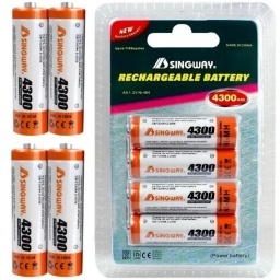 PILAS RECARGABLES AA PACK X4 4300MAH SINGWAY NI-MH