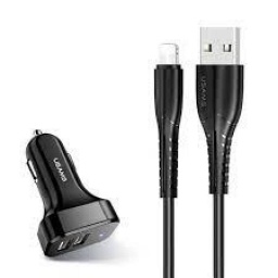 CARGADOR AUTO 2 USB 2.1A CABLE LIGHTNING NEGRO USAMS C13