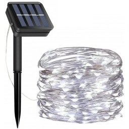 GUIRNALDA SOLAR DE 10MTS 100 LUCES LED CON SENSOR DE OSCURIDAD