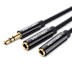 BBSBY Cable divisor stereo 3.5 mm macho a 2 * 3.5 mm hembra 0 3M tipo ABS Negro Vention