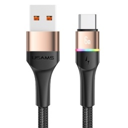 CABLE DE DATOS USB A TIPO C 6A 1.2M DORADO U76 CON LUCES USAMS SJ536