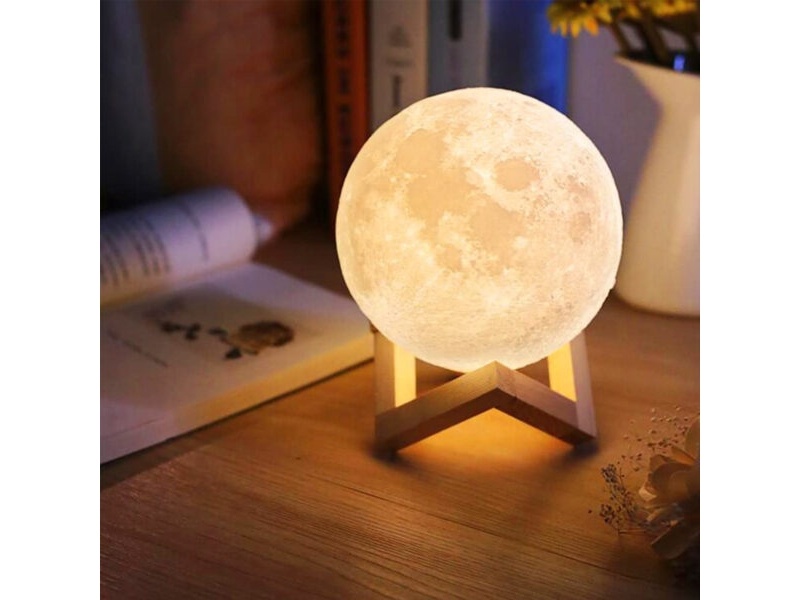 LAMPARA DE LUNA VELADORA RGB LUNA BASE MADERA 12CM