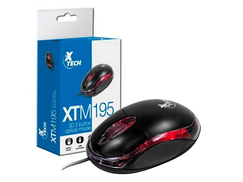 MOUSE XTECH XTM-195 OPTICO USB 3 BOTONES 1000DPI