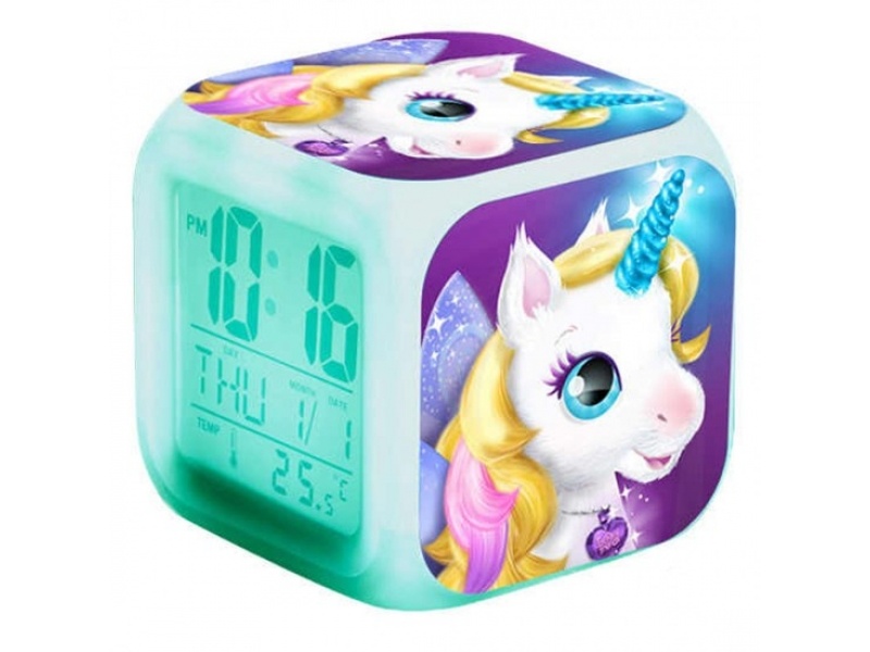 RELOJ DESPERTADOR UNICORNIO CAMBIA COLOR