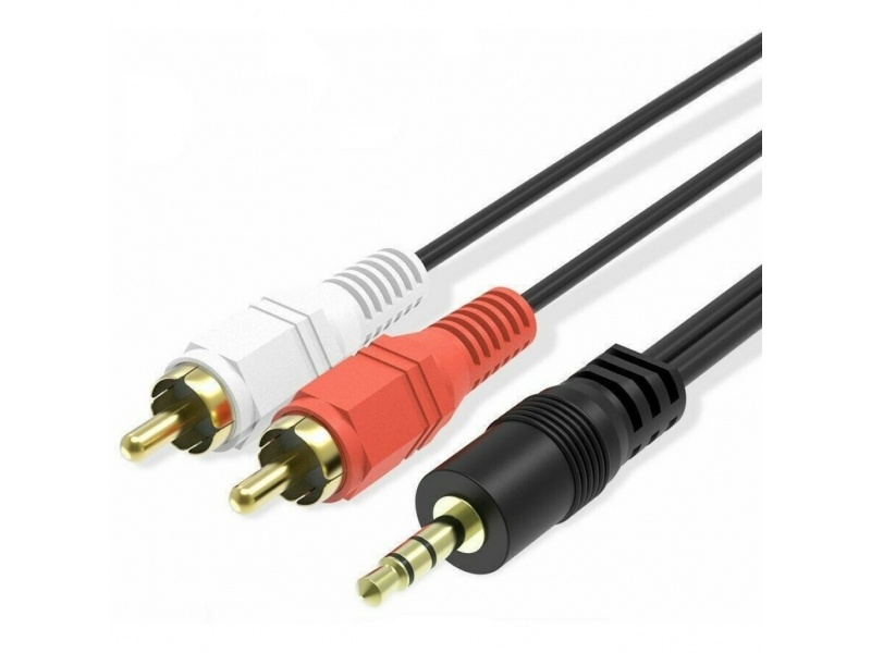 CABLE AUDIO PLUG SPICA JACK 3.5MM A 2 RCA MACHO 3 MTS 3M METROS