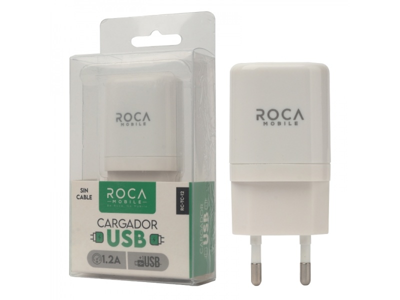 CARGADOR ROCA 1.2A 1 USB SIN CABLE