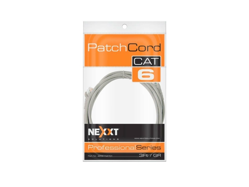 CABLE NEXXT PATCH CORD CAT6 3FT. GRIS