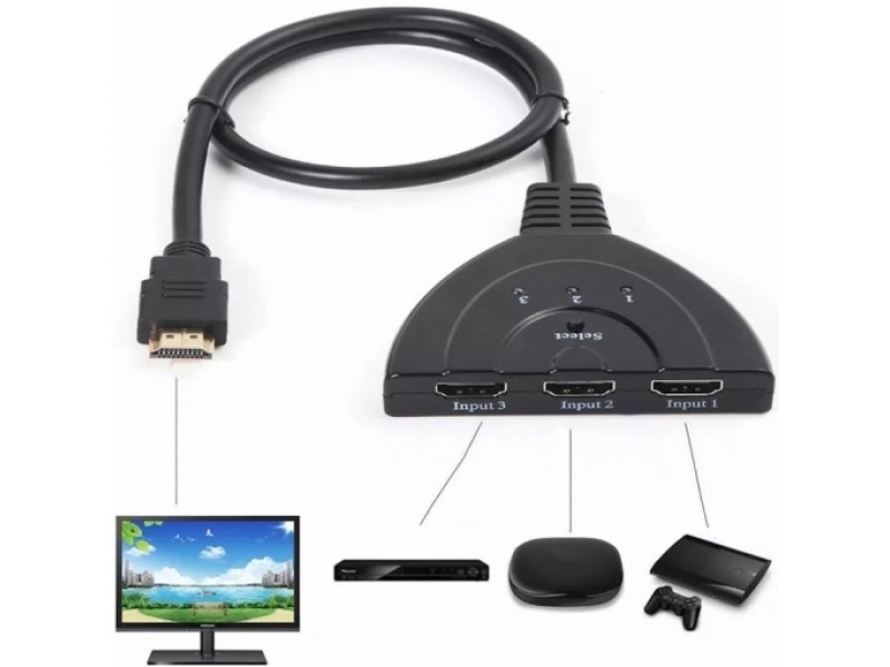 SWITCH HDMI 3 PUERTOS FULL HD 1080P SIN ALIMENTACIN