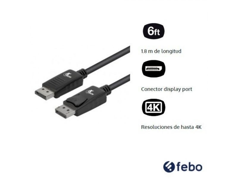 XTECH DP CABLE DISPLAYPORT DP M TO DISPLAYPORT M 6FT XTC-354