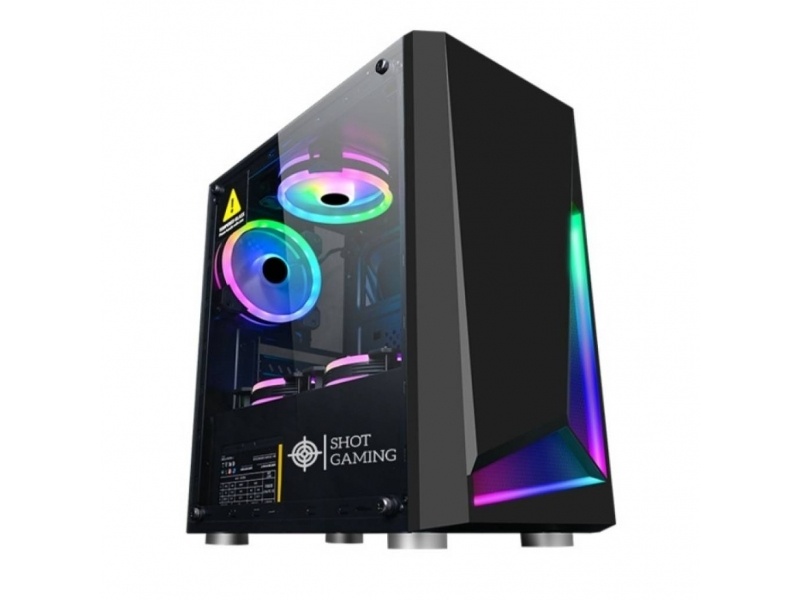 GABINETE SHOT GAMING GAMER SUP-8192 RGB - CRISTAL