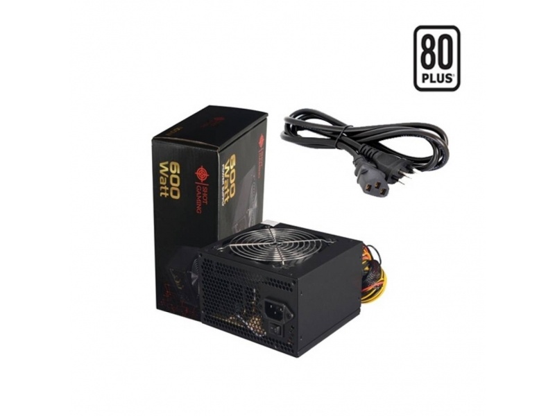 FUENTE SHOT GAMING ATX-600W-80W 600W REALES 80+