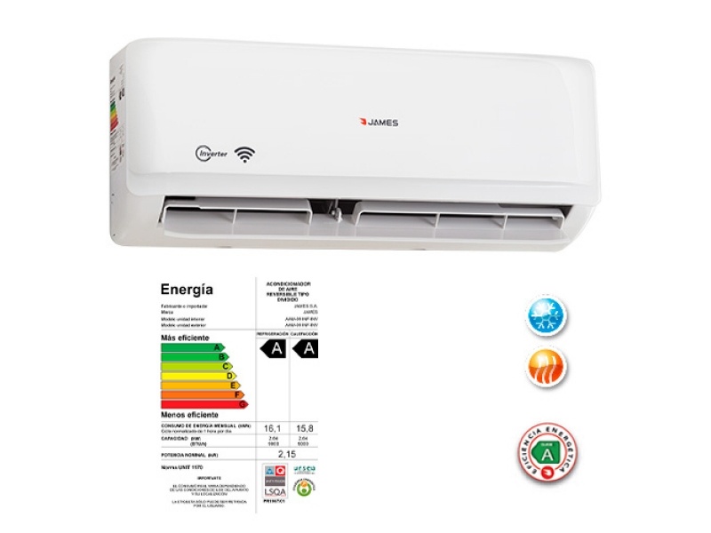 AIRE ACONDICIONADO JAMES AAM-09 INF-INV 9000 BTU INVERTER