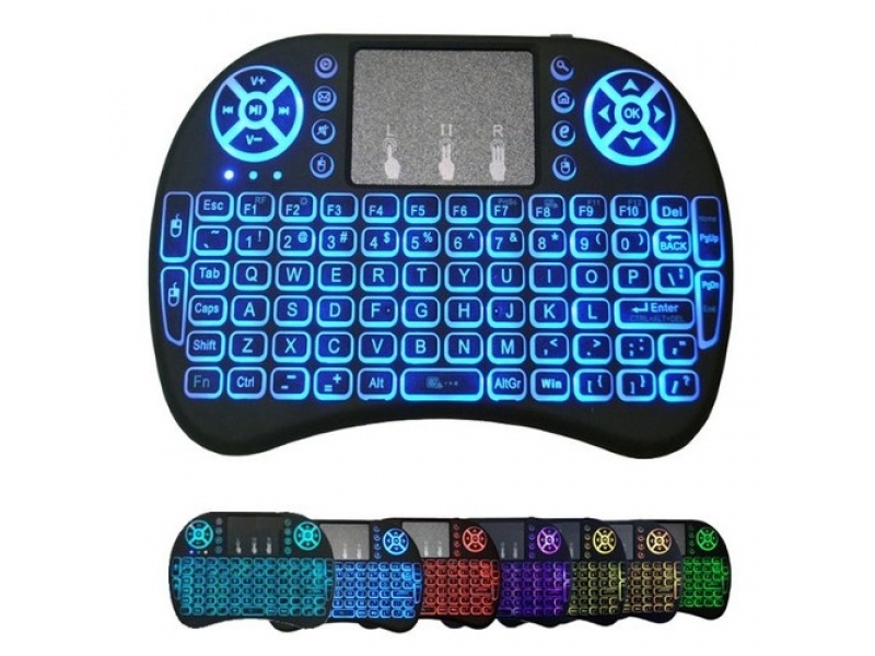 TECLADO MINICONTROL PARA TV BOX 18 PRO BK BACKLIT RGB