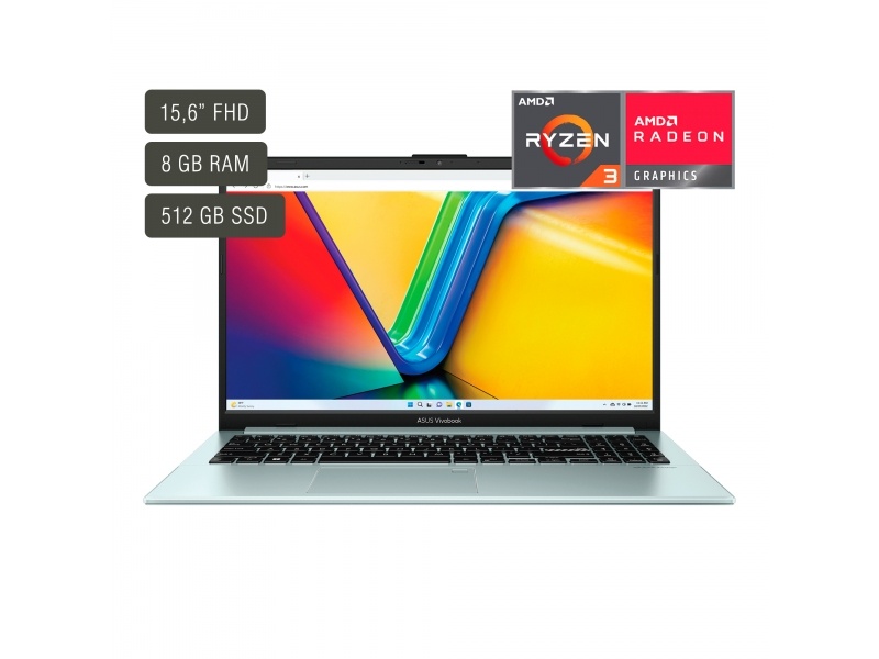 Notebook Asus Vivobook 15,6'' Ryzen 3 8gb 512gb W11