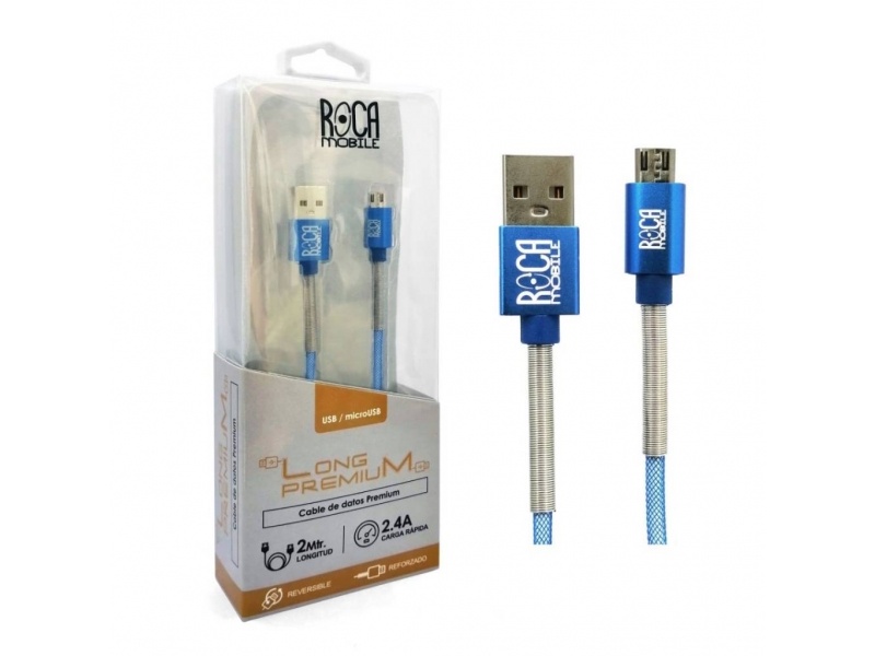 Cable de Datos ROCA TWIST USB A a microUSB 200cm 2A Azul