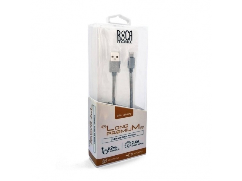 Cable de Datos ROCA TWIST USB A a Lightning 200cm 2A Blanco