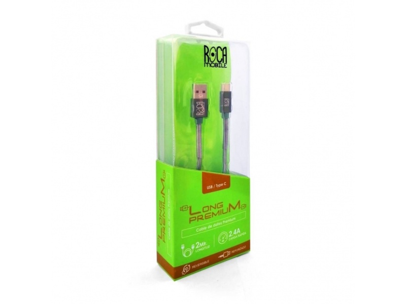 Cable de Datos ROCA TWIST USB A a Tipo C 200cm 2A Verde