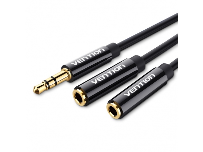 BBSBY Cable divisor stereo 3.5 mm macho a 2 * 3.5 mm hembra 0 3M tipo ABS Negro Vention