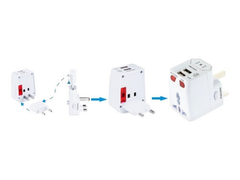 ADAPTADOR UNIVERSAL PARA VIAJE CON 2 USB TQ-6291