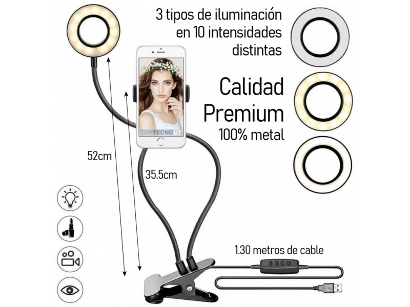 ARO DE LUZ + SOPORTE PARA CELULAR T00300